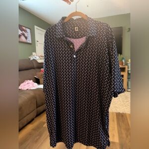 FootJoy FJ Golf Polo Shirt Men’s XL Navy Pink Dolphin Print Performance